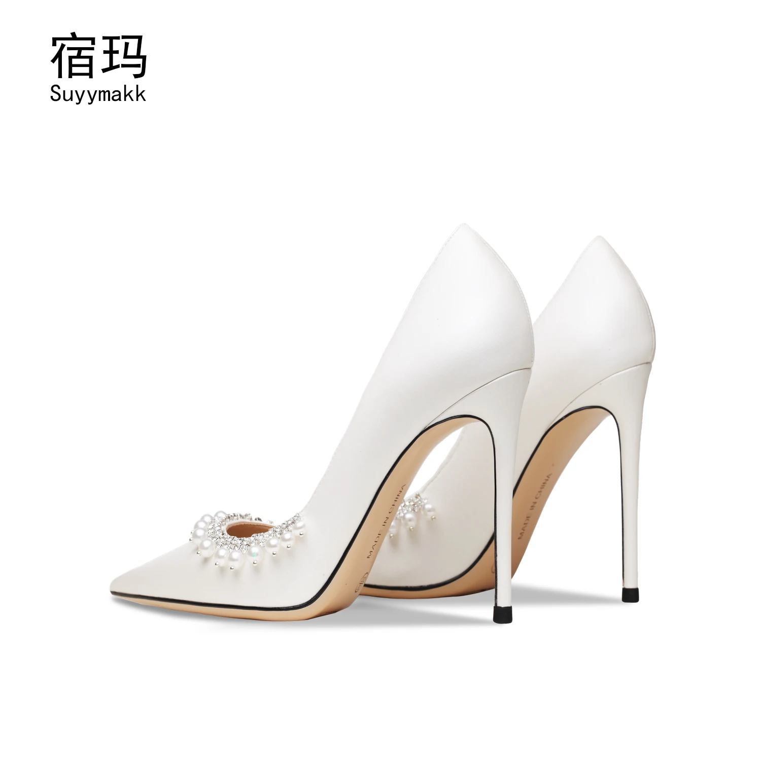 Shoes For Women luxury 2025 New White Bead String High Heels Fashion Pointed Toe Sexy Wedding Pumps Prom Ladies Shoes Women