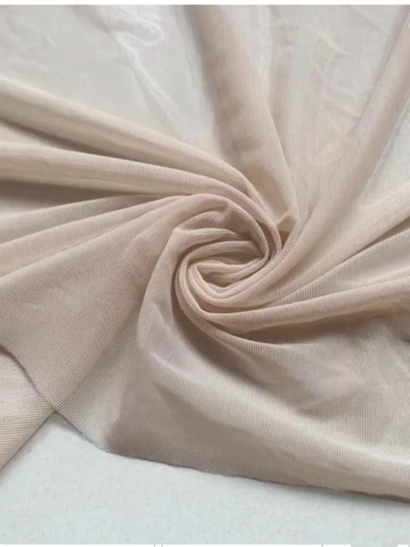 20デニール 肌色 ストレッチ素材 エラスティック スパンデックス ガーゼ素材 極薄 シースルー ソフト ダンスドレス メッシュ生地