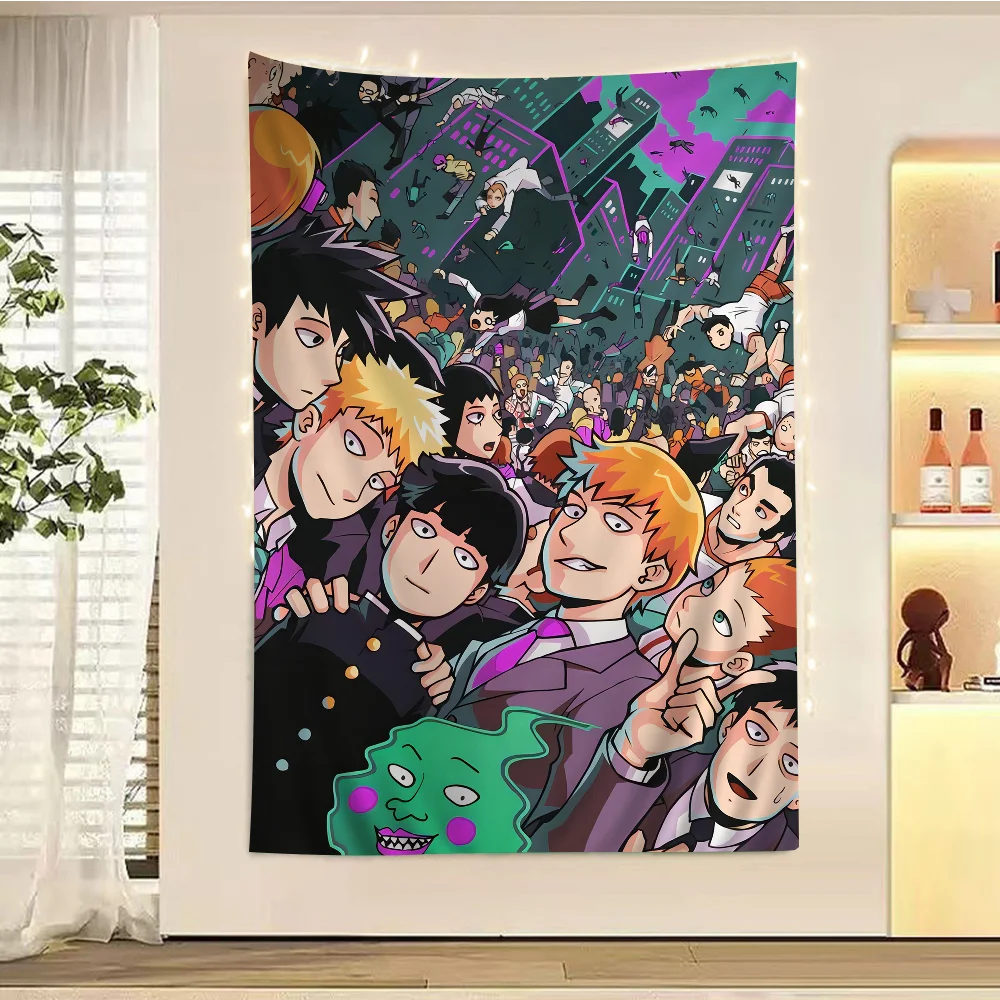 Mob Psycho 100 Cartoon Tapestry Art Science Fiction Room Home Decor Wall Hanging Sheets