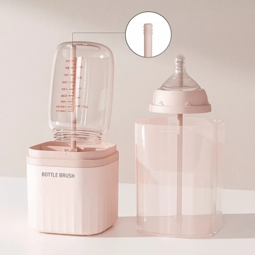 6pcs/set Multi-functional Milk Bottle Cleaning Brush Set Anti-lost Drain Bracket Pacifier Straw Scrubber Silicone