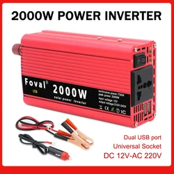 Power Inverter Dual USB 2000W Watt DC 12V a AC 220V adattatore convertitore per caricabatteria da auto portatile DC 24 a AC 230 onda sinusoidale modificata