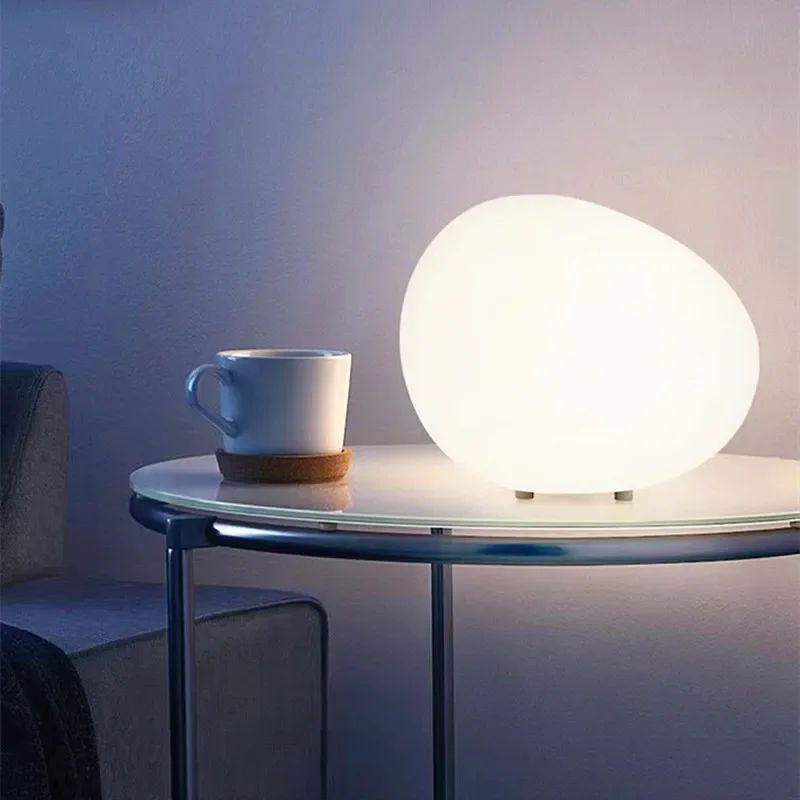 

Minimalist Bedside Lighting Cobblestone Table Lamp Modern LED Bedroom Study Desk Decoration Lamps Family Atmosphere Night Lights