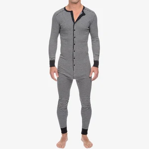 Men's striped pajama, long sleeve, neck jumpsuit, house clothes, cozy leisure pajamas, 2023 8 Main Men's Body Sales - №3