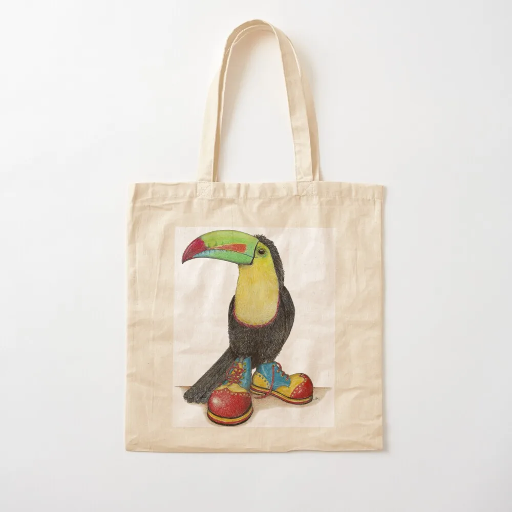 Toucan in clown shoes Tote Bag supermarket folding bag Big bag women reusable shopping Shopper handbag Canvas Tote