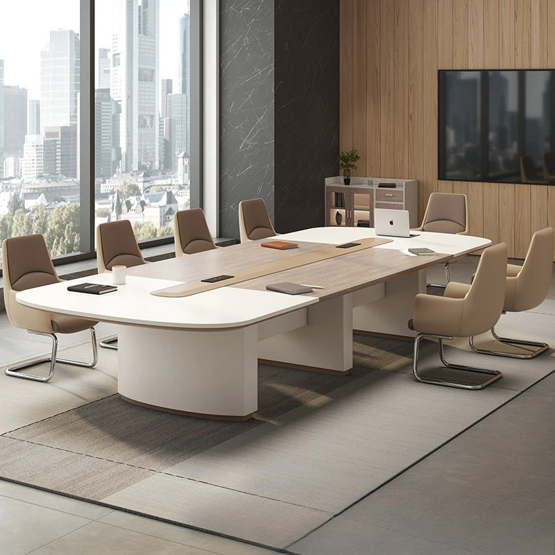 

Conference table and chair combination long table simple modern rectangular meeting room negotiation reception workbench