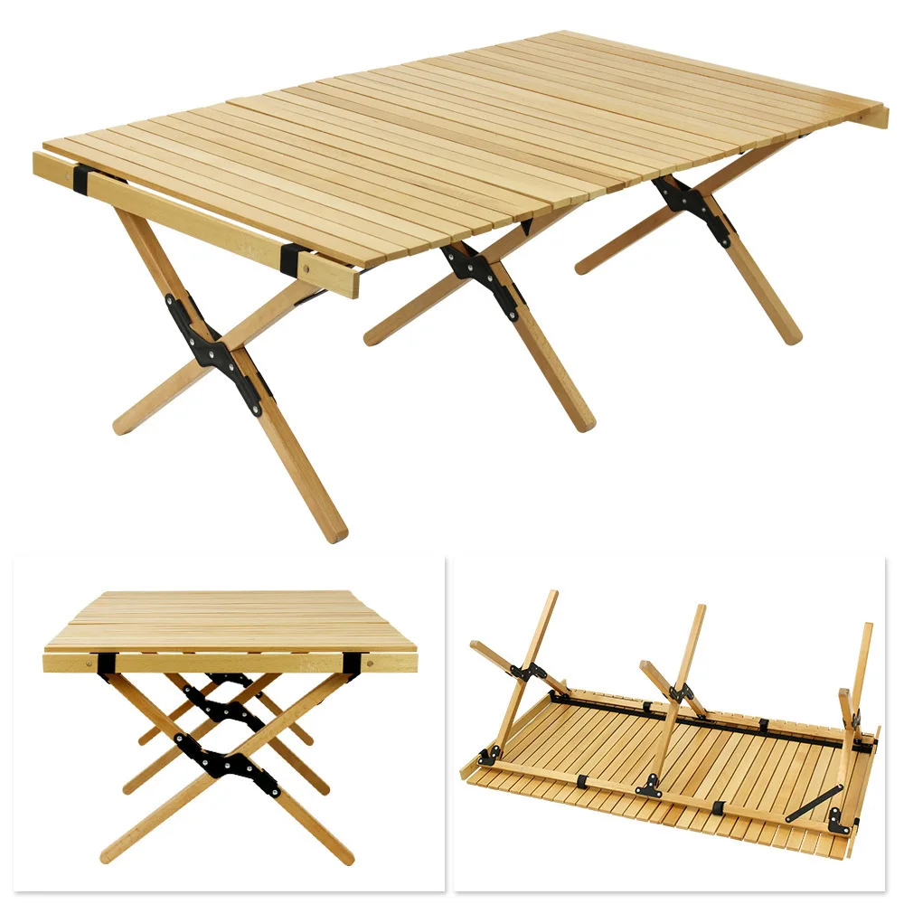 Folding Wood Table- Portable Outdoor Indoor All-Purpose Foldable Picnic Table for Picnic Camping