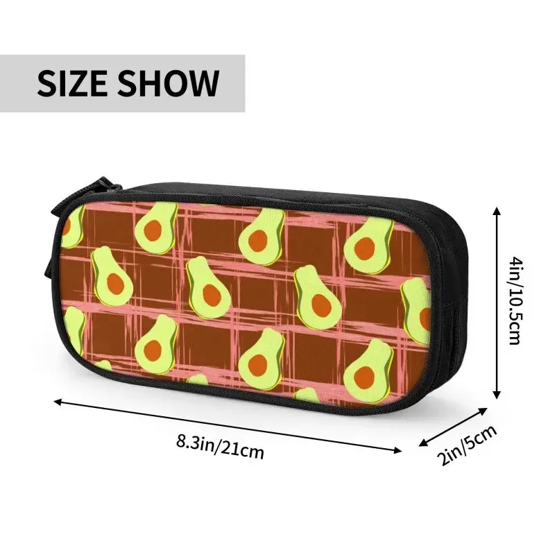 กล่องดินสอความจุขนาดใหญ่ของเด็กชายเด็กหญิงกระเป๋าดินสอน่ารักลายผลไม้อะโวคาโดปรับได้ตามต้องการ