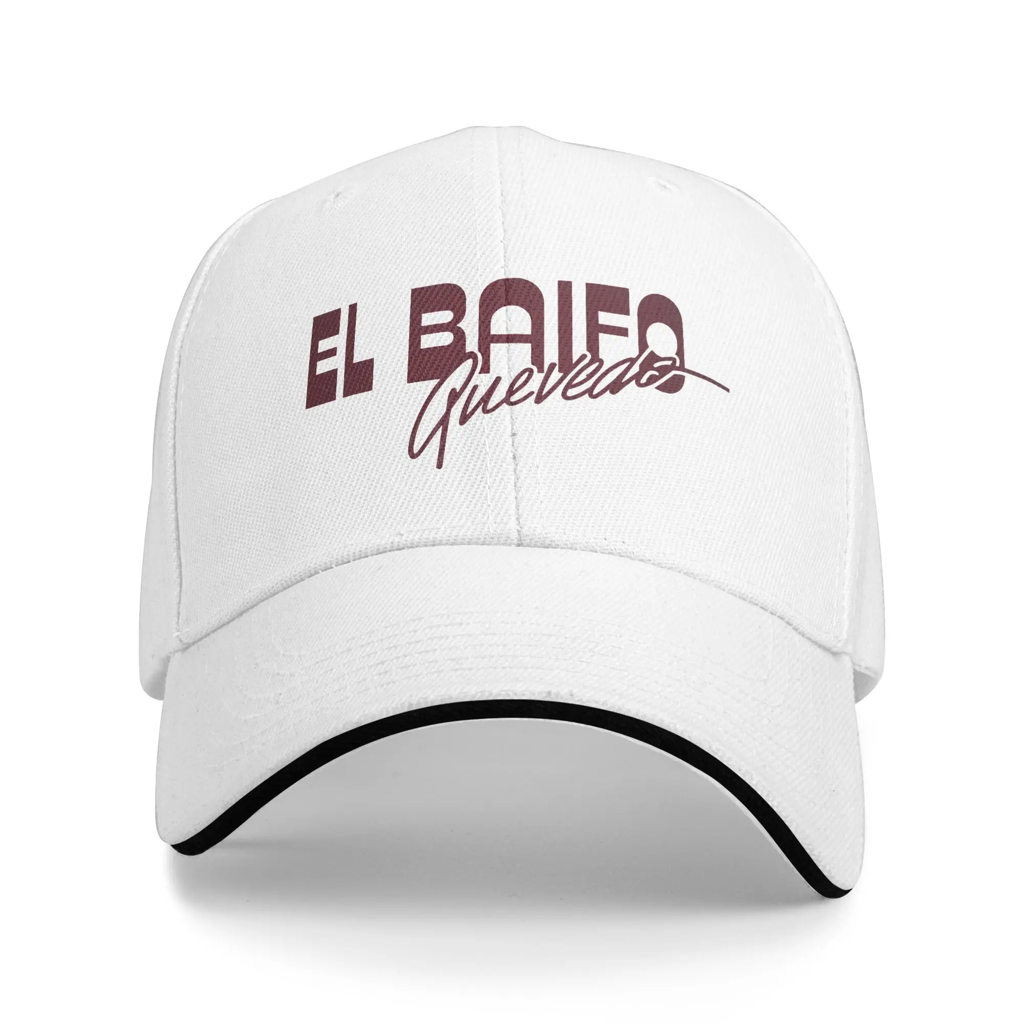 El Baifo Quevedo Maroon Bold Block Signature Print Baseball Cap Kpop Rock Sun-Proof Hats Unisex Men Street Style Baseball Caps