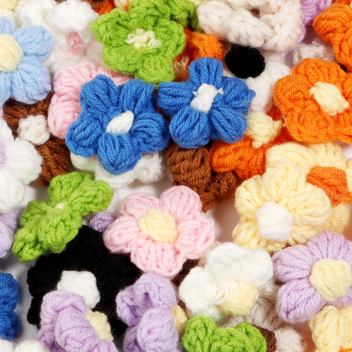 10pcs/lot Milk Cotton Handmade Yarn Flowers Colorful Knitted Flower For DIY Jewelry Hairpin Clothing Bag Decoration Accessories