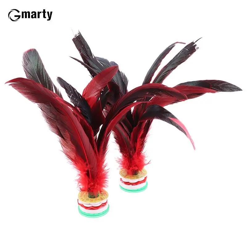 2pcs Feather Jianzi Colorful Feathers Shuttlecock Portable Foot Kick Handwheel Feather Shuttlecock Fitness Entertainment