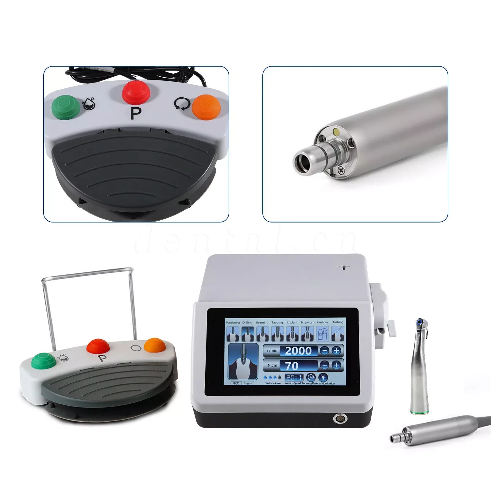 Dental Implant Motor Surgical Brushless Motor+20:1 Reduction Fiber Optic Led Contra Angle Handpiece