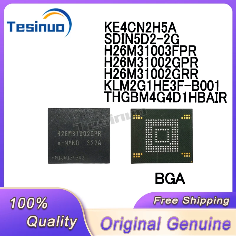 1/PCS New Original H26M31002GPR H26M31002GRR H26M31003FPR KE4CN2H5A SDIN5D2-2G KLM2G1HE3F-B001 THGBM4G4D1HBAIR BGA In Stock