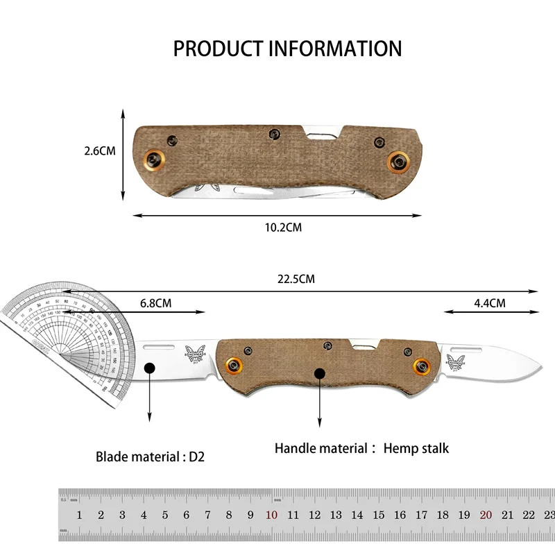 BM 371EDC Outdoor hiking portable survival rescue hunting multi-function double-bladed EDC folding knife men\'s gift