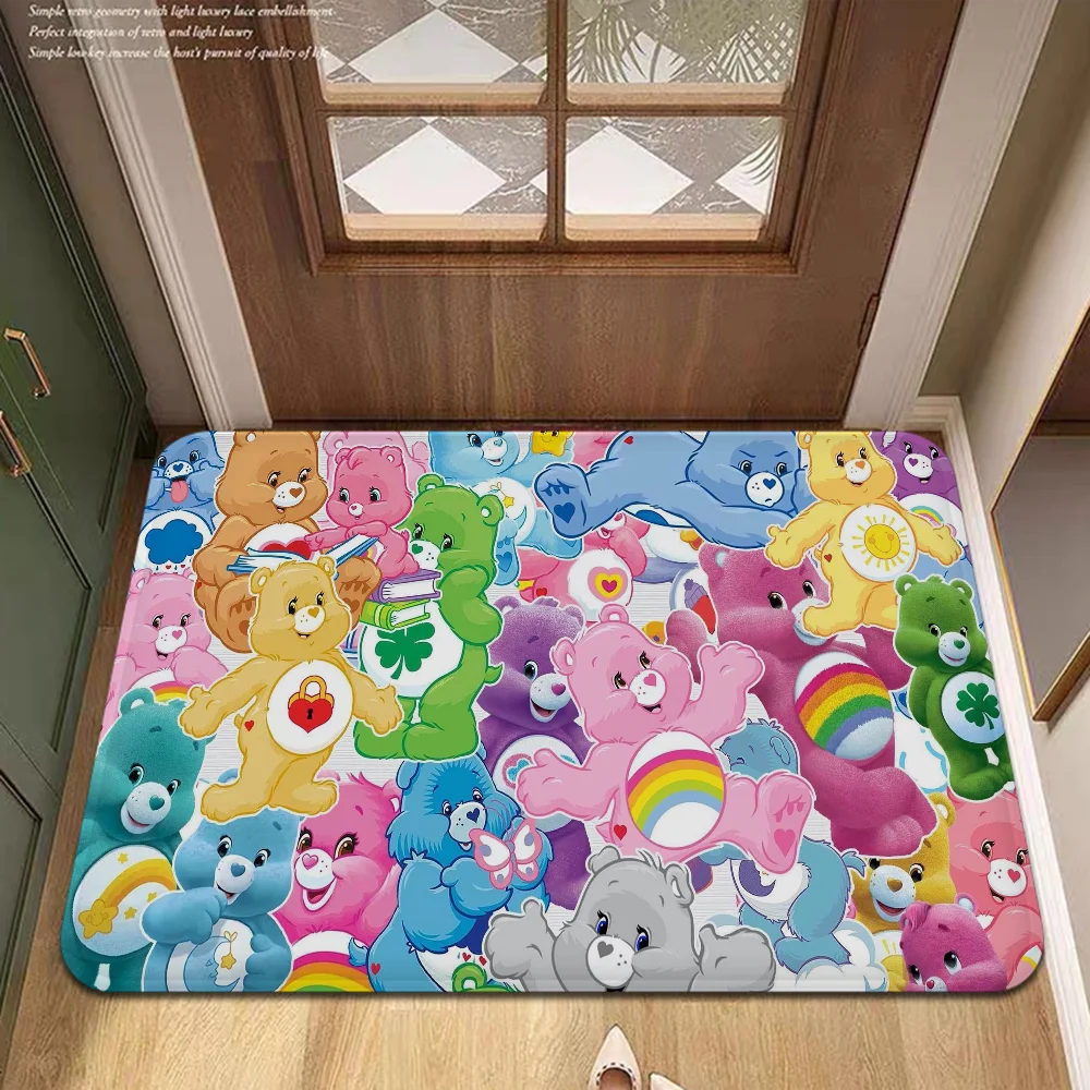 Cute Cartoon C-CARES-BEARS Bathroom Mat Non-Slip Laundry Room Mat Laundry Decor Balcony Child Living Room Toilet Rug