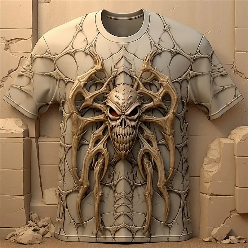 Men\'s T-Shirt For Men Fashion Spider Skull 3D Printed T Shirt Summer Top Short Sleeve Clothes Vintage Tee Shirt Streetwear