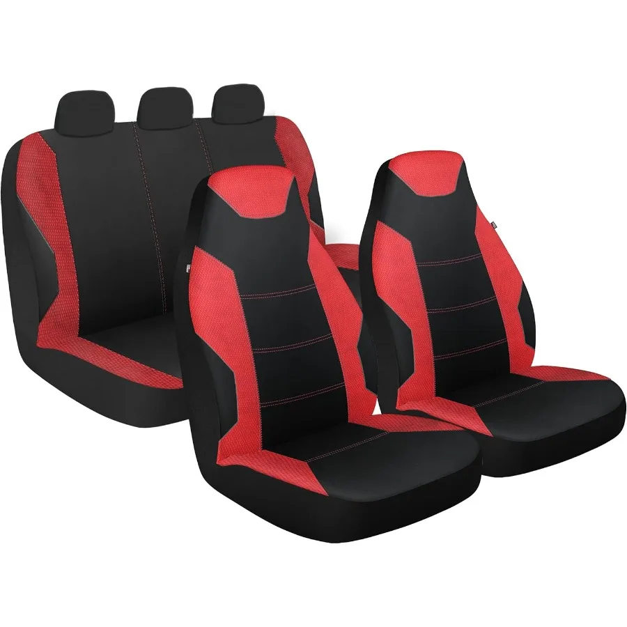 Custom Accessories 3Piece Sports 1500 Seat Covers for Front and Rear Car Seats UniversalFit Automotive Seat Covers Compatible w