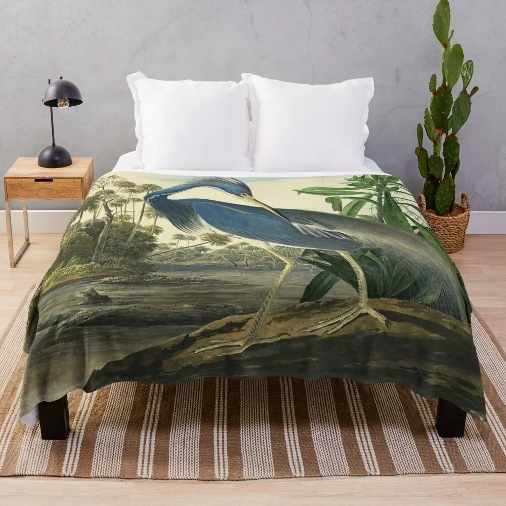 

John James Audubon Louisiana Heron Throw Blanket Quilt Extra Large Throw Custom Blankets