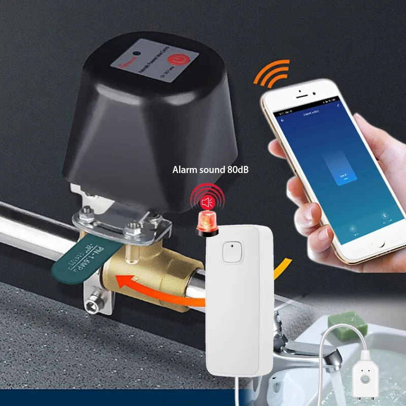 Tuya Smart Life Water Leakage Sensor Water Overflow Level Detector Free Message Push And Alarm Volume 80DB Line 1m 2m