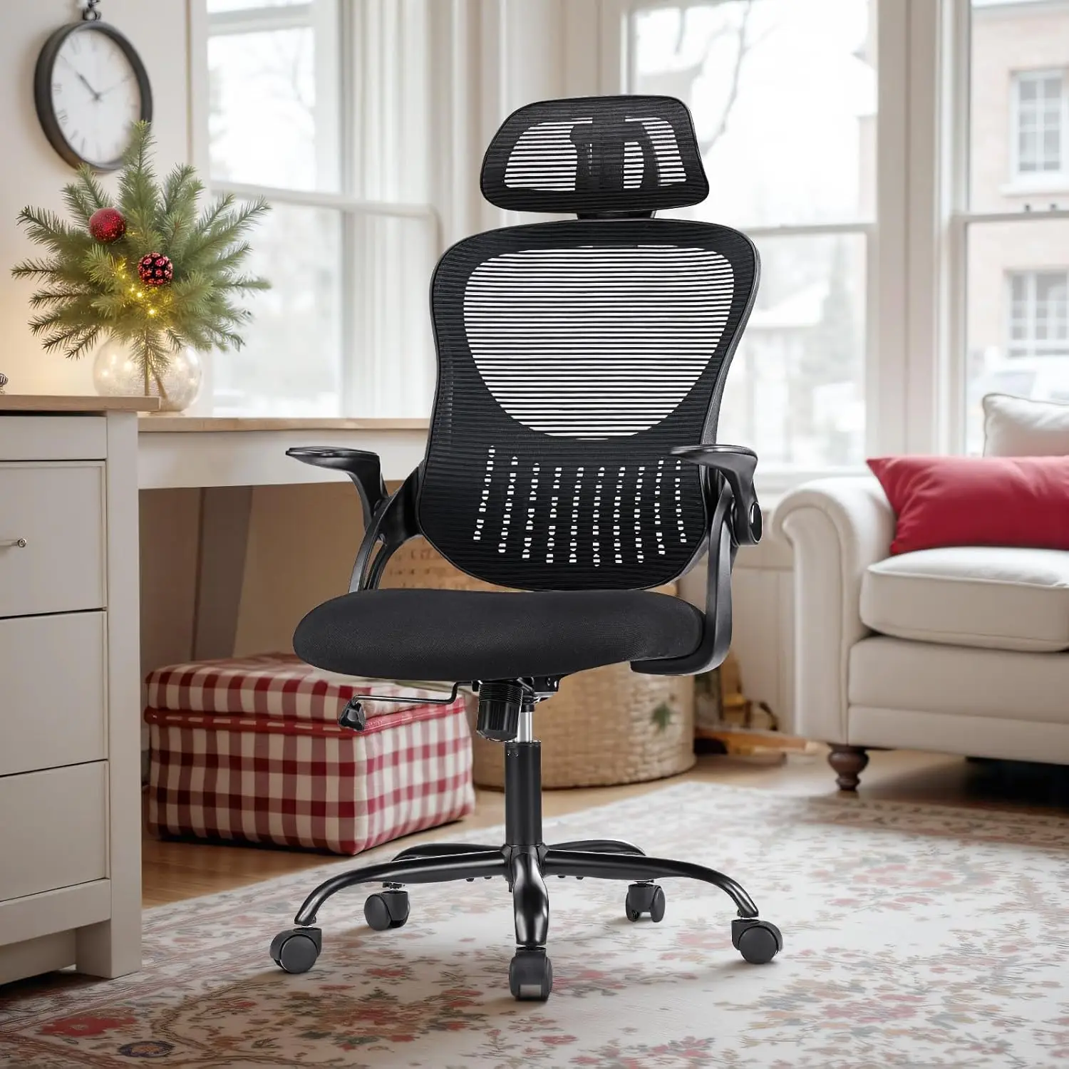 Smug Home Office Desk Chair, Ergonomic Computer Managerial Executive Chairs High-Back Work Swivel Task Chairs With Wheels,