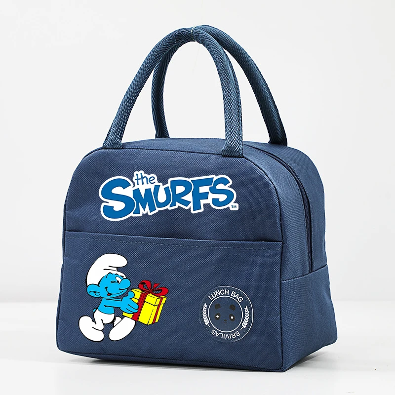 Anime Smurfs Women Lunch Hand Bags Girl Child\'s Movie Cartoon Teenage Lunch Box Female Office Thermal Insulat Case Student Gifts