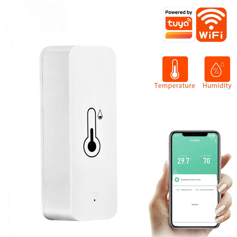 Tuya WiFi مستشعر درجة الحرارة والرطوبة جسم صغير تطبيق الحياة الذكية مراقب في الوقت الحقيقي للعمل المنزلي الذكي مع Alexa Google Home #1