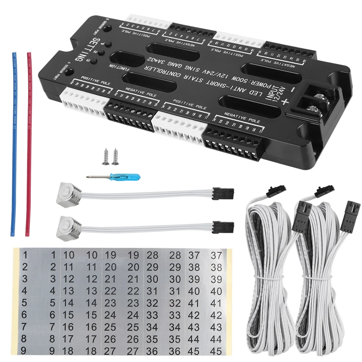 Abzv-para escadas tira flexível interior led sensor de movimento 32 canais brilho ajustável dc 12v 24v controlador de luz da escada