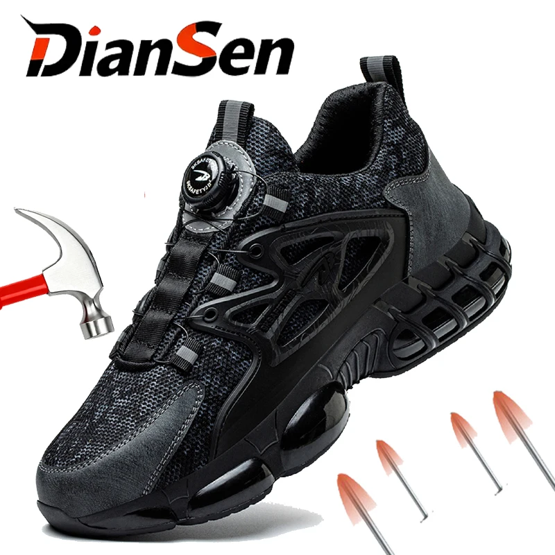 Steel Toe Shoes for Men Indestructible Work Boots Lightweight Safety Shoes Walking Anti-smash Anti-puncture Protective Sneakers