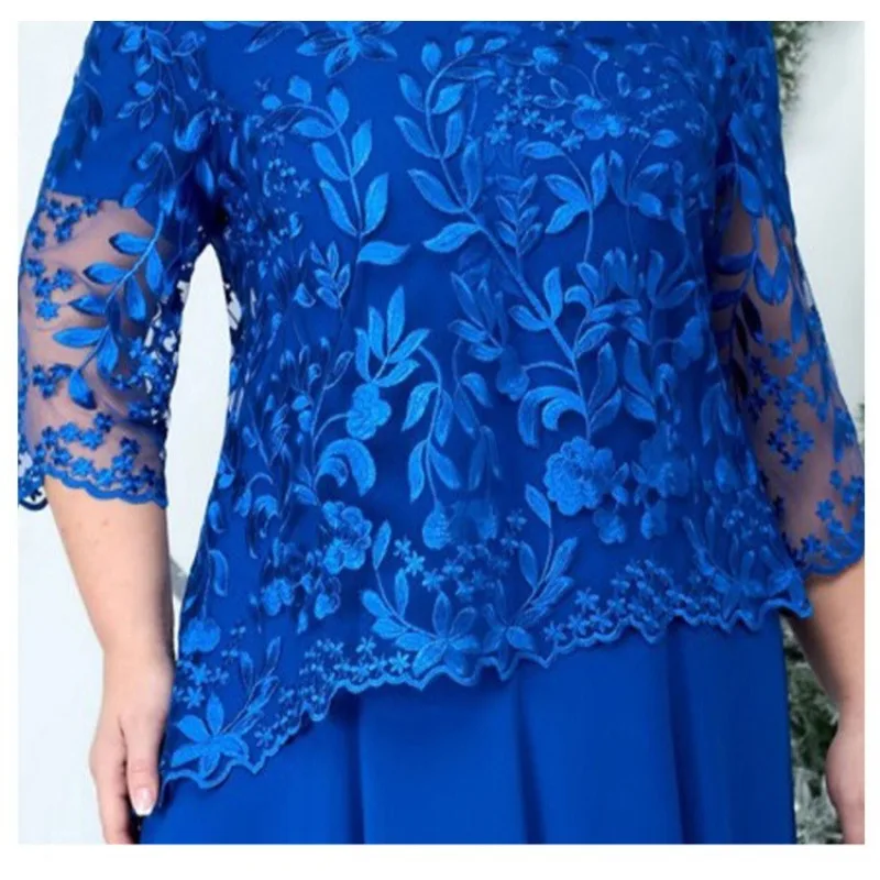 

2026 Women Plus Size Dress O-neck Midi Loose Dress L-5XL Lady Evening Lace Mesh Sexy Elegant Dress Female Clothing Summer Autumn