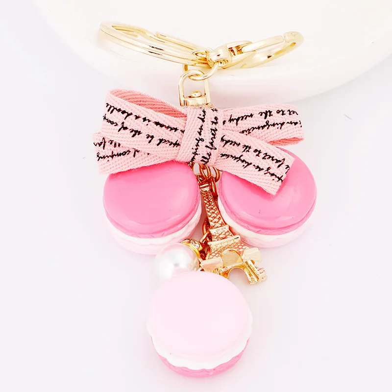 keychain macaroni Key Chain Women Macaroon Bag Charm France LADUREE Macarons Eiffel Tower Keychains anahtarlik llavero