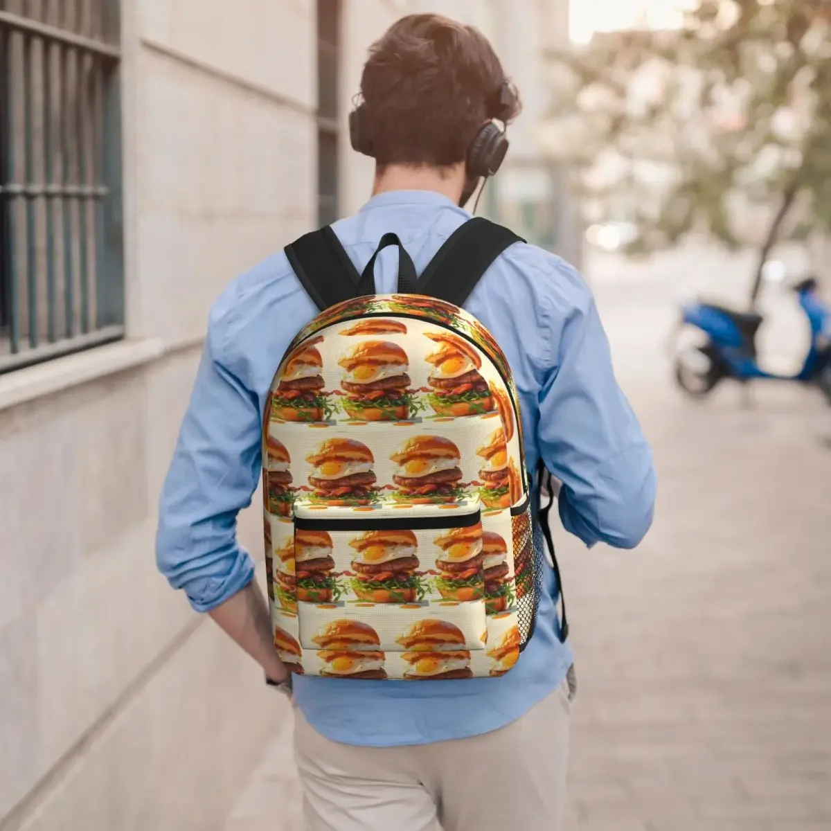 Double Decker Burger Student Backpack School Bag Hiking Travel Daypack for Boys Girls Bookbag Shoulder Bags