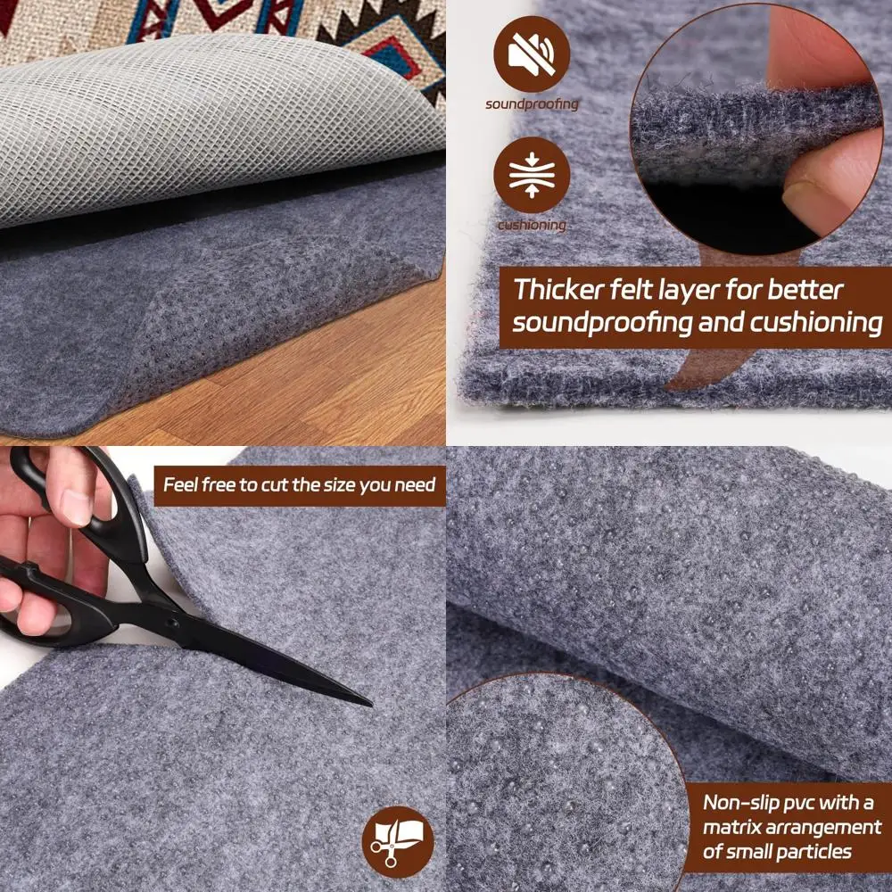 

Очень большой фетровый коврик для ковриков размером 10x14 футов — нескользящий мягкий коврик для паркетных полов