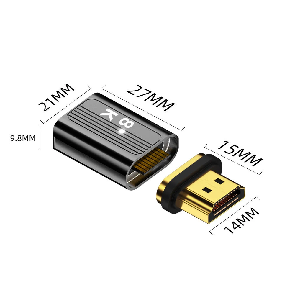 Magnetic UHD Adapter 19-Pin HD2.1 Male to Female Support 8K 60Hz 48Gbps 4K 2160P 1080P 3D ARC for HDTV Monitor Computer Display