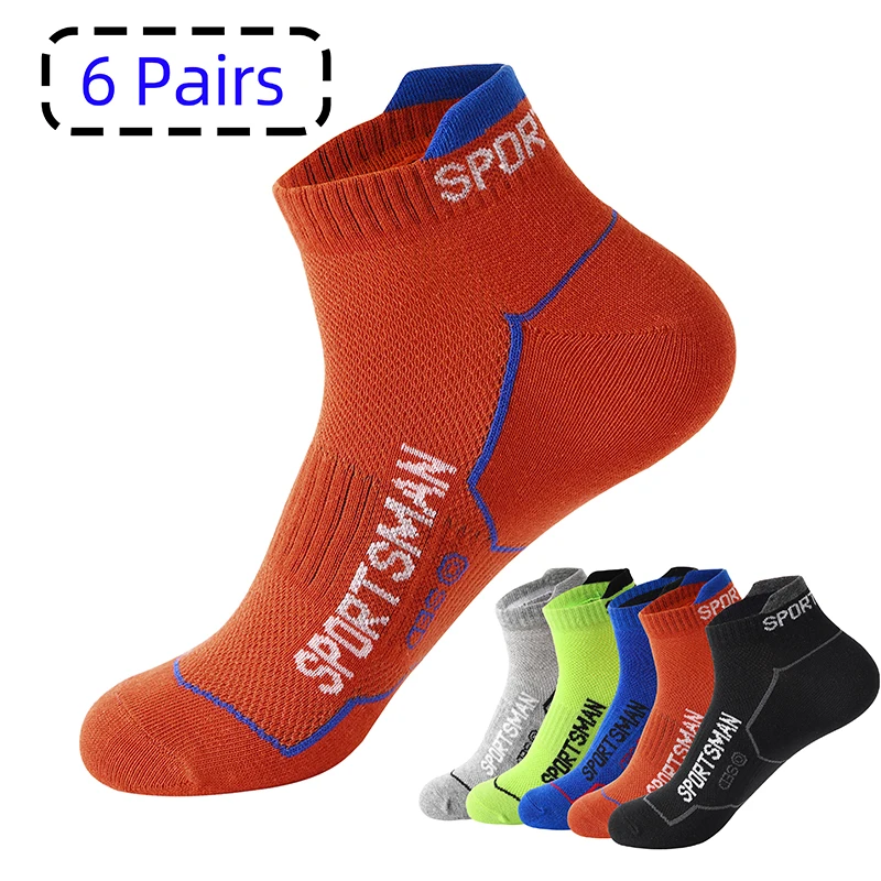 

6Pairs High Quality Men Ankle Socks Breathable Cotton Sports Socks Mesh Casual Athletic Summer Thin Cut Short Sokken Size 38-45