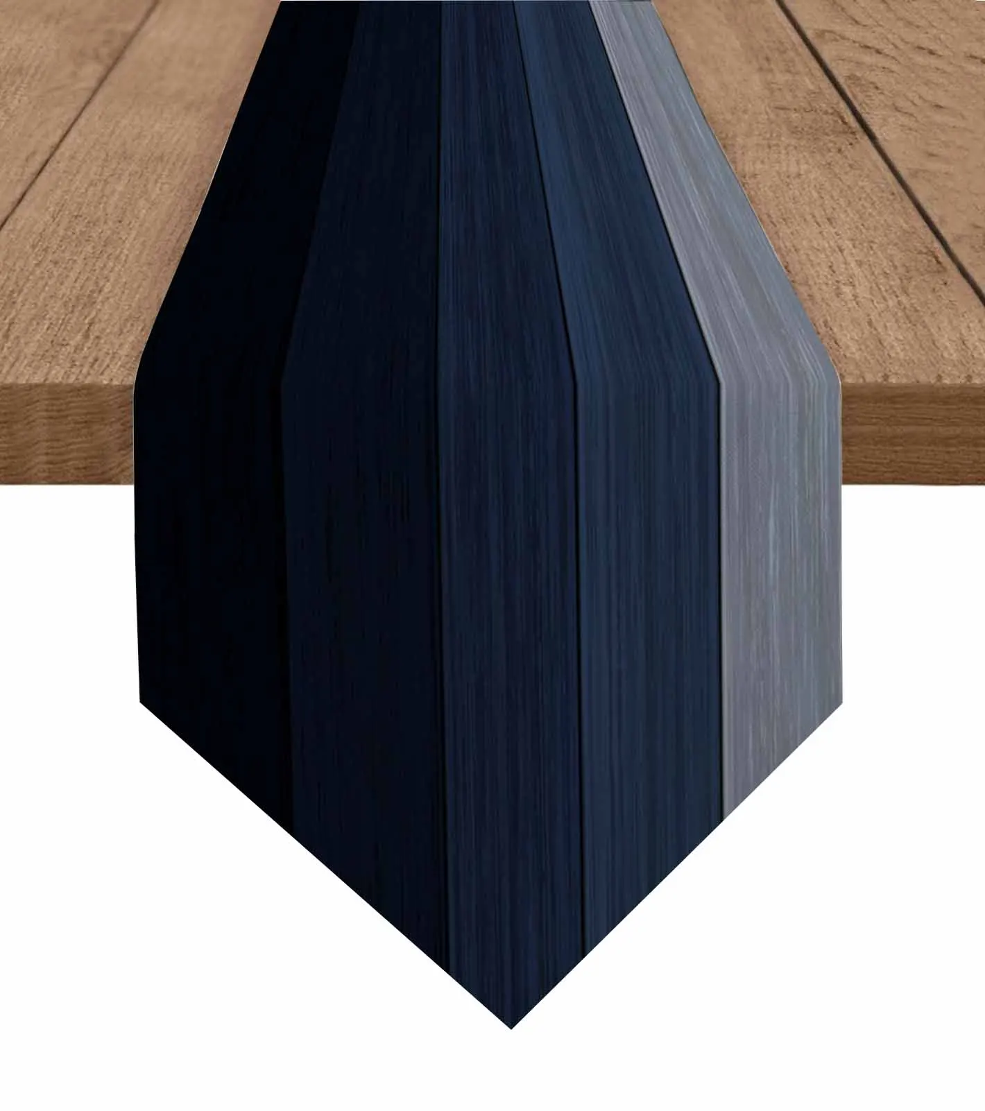 

Vintage Farmhouse Blue Wood Grain Table Runner Cover Cotton Linen Wedding Table Decor Tablecloth Kitchen Decor