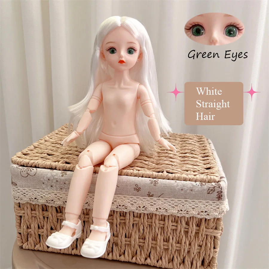 BJD Doll Nude Haploid Multiple Removable Joints 30cm 1/6 3D Grey Green Purple Blue Attractive Eyes Doll Girls Birthday Gift Toy