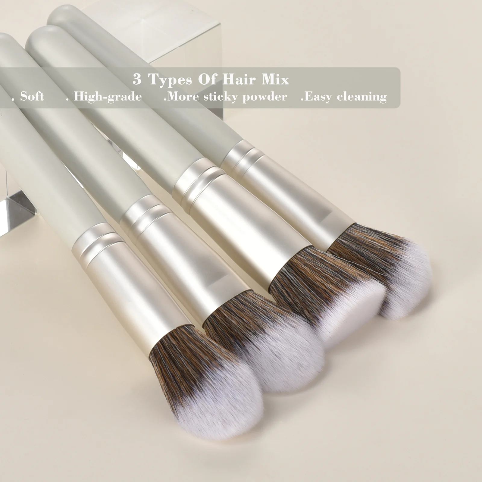 10-Piece Woodblock Makeup Brush Set with Storage Bucket for Ladies And Girls - Perfect Makeup Tools