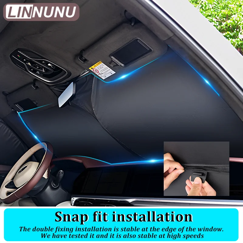 LINNUNU Car Windshield Folding Sunshade Cover Sun Shade Visor Anti-UV Curtain Accessories Fitfor Geely Monjaro Manjaro Xingyue L