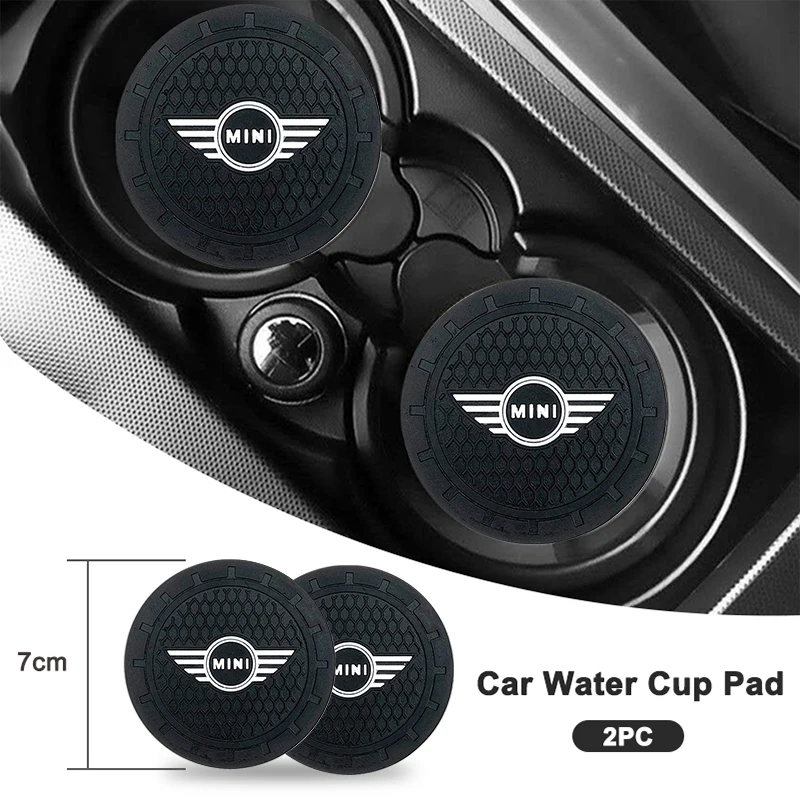 

For BMW Mini Cooper Countryman Clubman R55 R56 R60 F54 2Pcs Car Coaster PVC Cars Water Cup Mat Anti Slip Pad Auto Accessories
