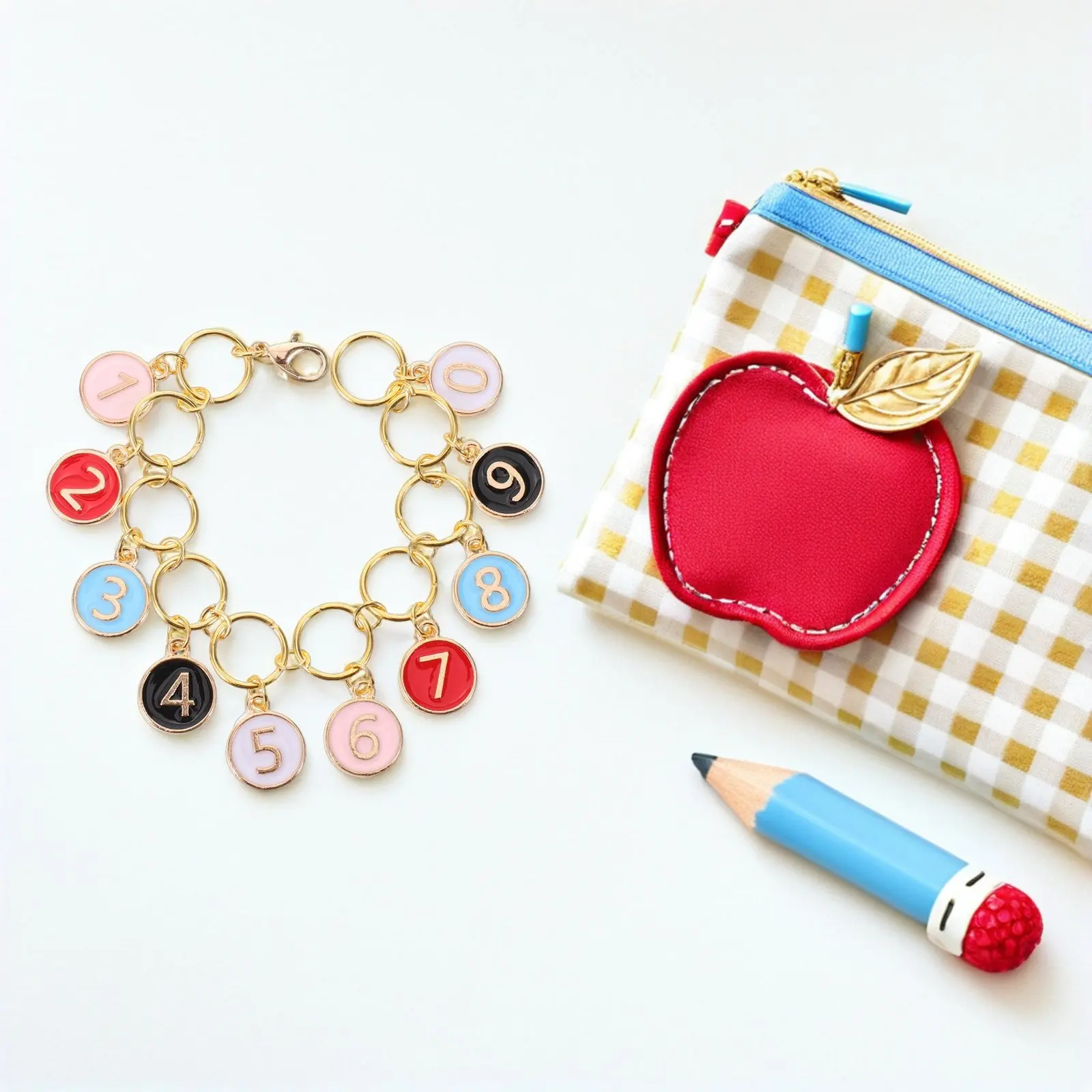 10pcs Crochet Stitch Marker Charms 0-9 Numbered Knitting Row Counter Tracker Locking Markers for Knit Quilting zipper Pull