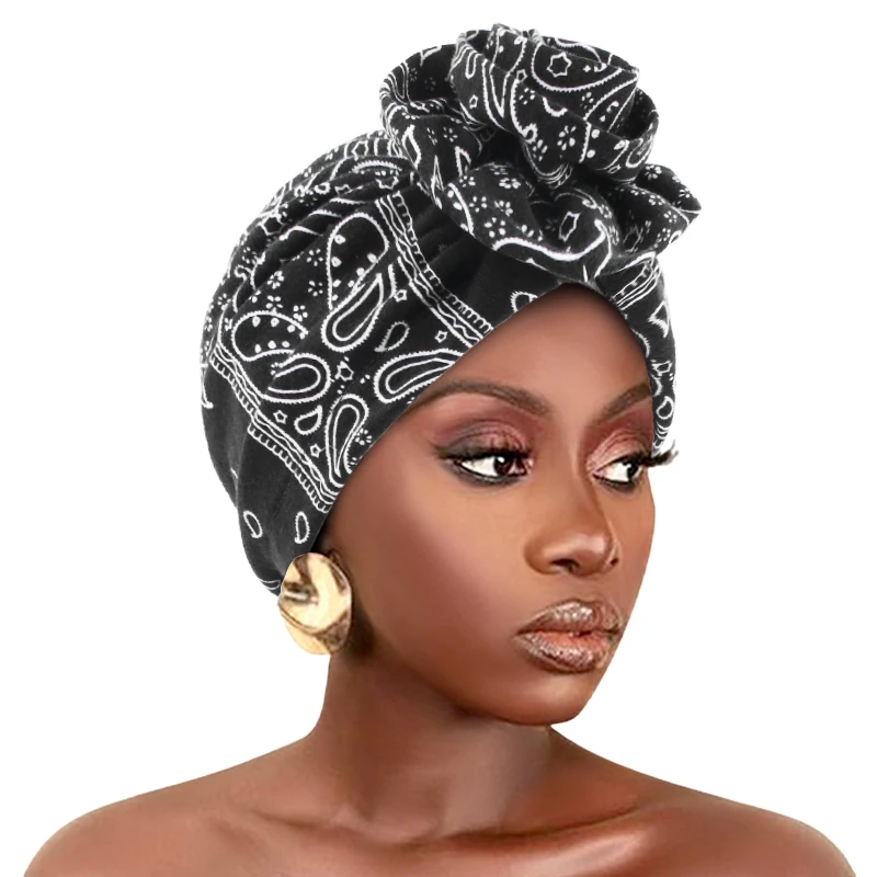 Nueva placa elegante turbante de flores Bandana transpirable Casual Hijab sombrero Amoeba impreso envolturas para la cabeza gorros elásticos elegante gorra de quimio