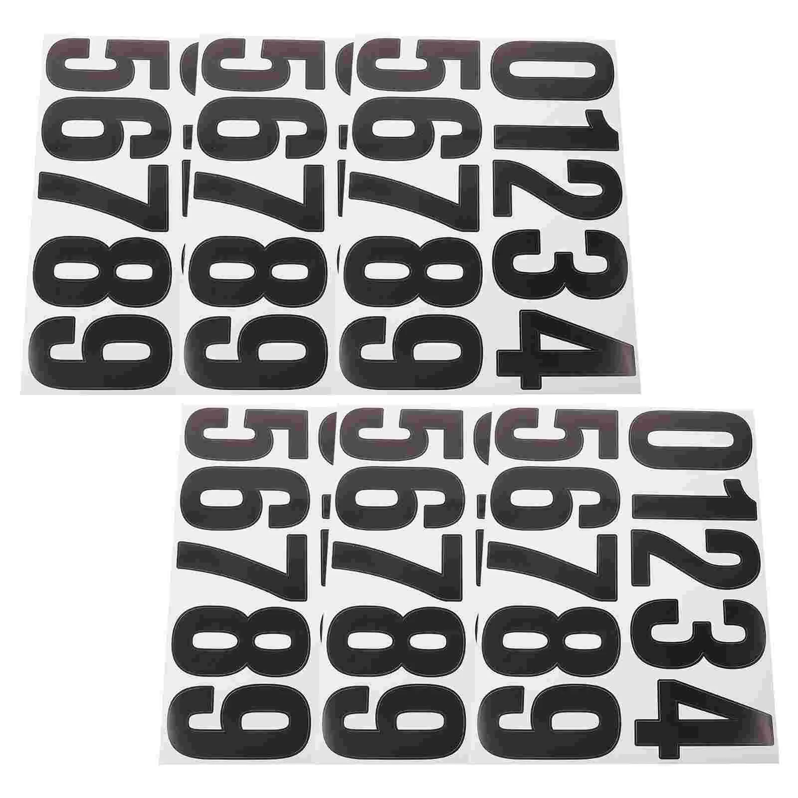 6 Sheets Adhesive Numbers for Bins Mailbox Digital Stickers Self-adhesive Alphabet Small House outside on Racing Decals