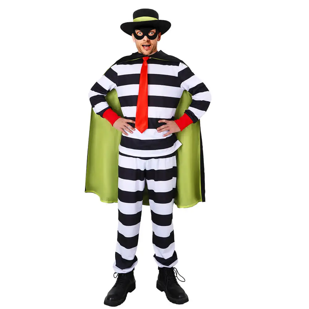 

Hamburglar Costume Thief Halloween Party Outfits for Men Role Cosplay Funny Dress