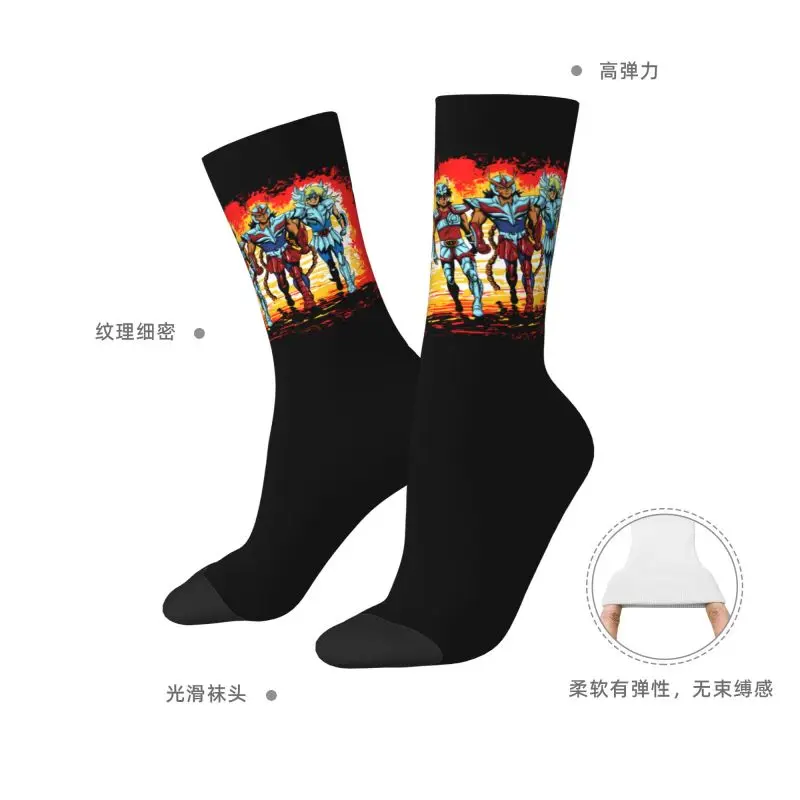 Meias sociais clássicas mangá saint seiya para homens e mulheres, meias quentes da moda dos cavaleiros do zodíaco