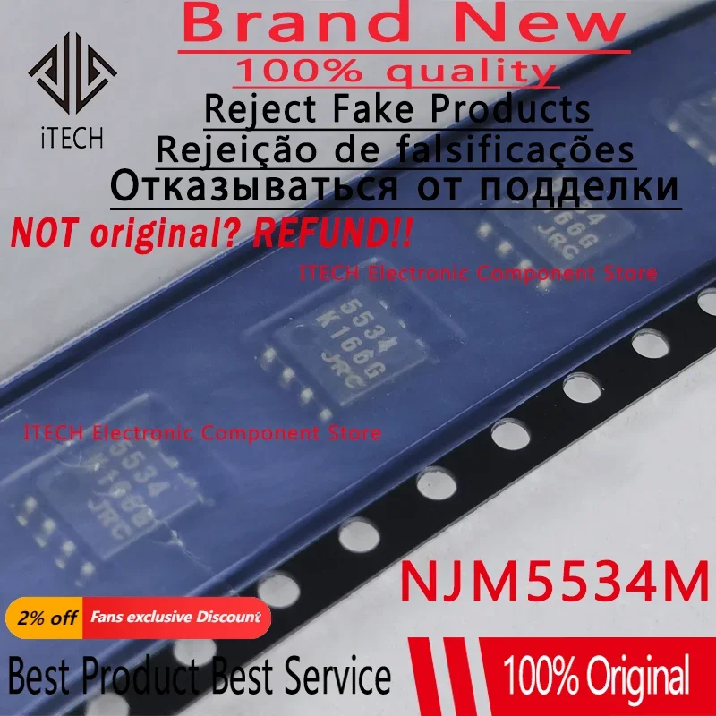 5 Pcs/Lot NJM5534M 5534 SOP-8 Operational Amplifiers - Op Amps Single Low Noise 100% New&Original