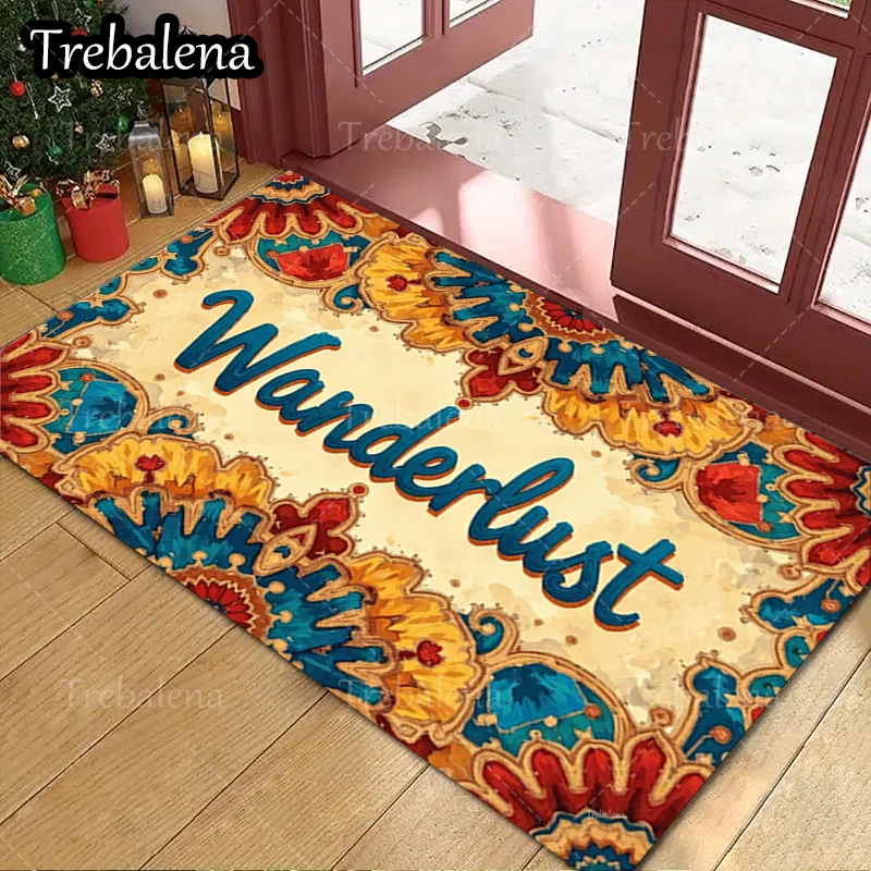 

1pc Welcome Door Mat Wanderlust Boho Floral Welcome Mat For Home Decor