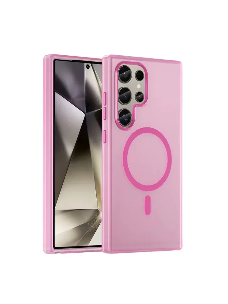 Matte Candy Magnetic Wireless Charge Transparent Case for Samsung Galaxy S25 S24 Ultra Plus FE For Magsafe Shockproof soft Cover