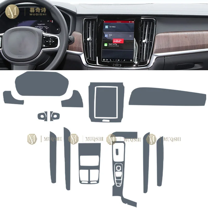 MUQSHI Car Interior Center console Transparent/Matte TPU Protective film PPF Anti-scratch Repair film For Volvo S90 2020-2024