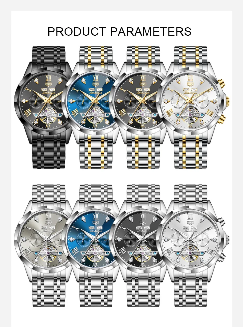 JINSHIDUN 8989 Luxus-Herrenuhr Mode Skelett-Schwungrad Automatikuhren für Herren Rhombus-Spiegel Business Mechanische Uhr für Männer – Detail 13