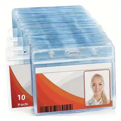 10pcs Horizontal ID Card Holder, Resealable Zipper, Transparent Plastic, Waterproof PVC, High Transparency