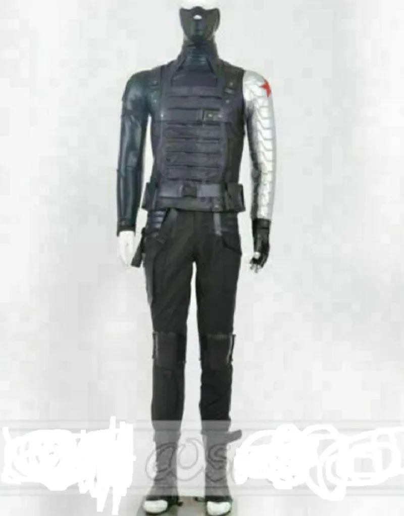 Winter Soldier Costume Bucky Barnes Cosplay Anime Costume Black Costume Set Custom Charm